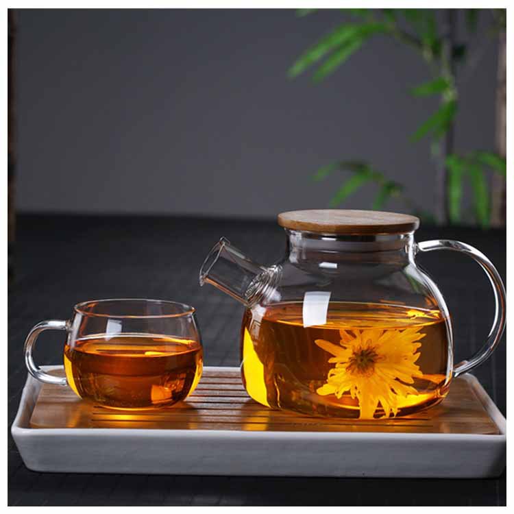Tetera de Vidrio de Borosilicato con Filtro y Tapa de Bambú para Té de Frutas image 3