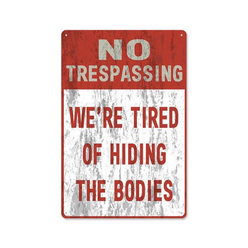 No Trespassing Retro Public Warning Sign Iron Sheet Painting Background Wall Frameless Decorative Hanging Art