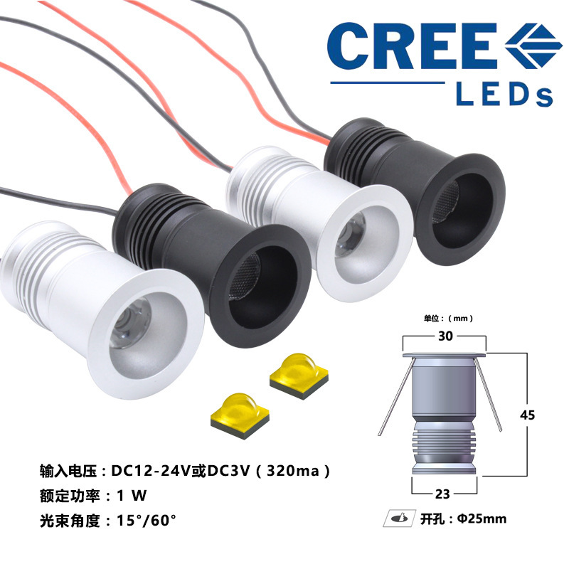 Low Voltage 12V24V Wine Cabinet Light 1W Small Spotlight Led Micro Embedded Ceiling Light Downlight Display Cabinet Light Spotlight