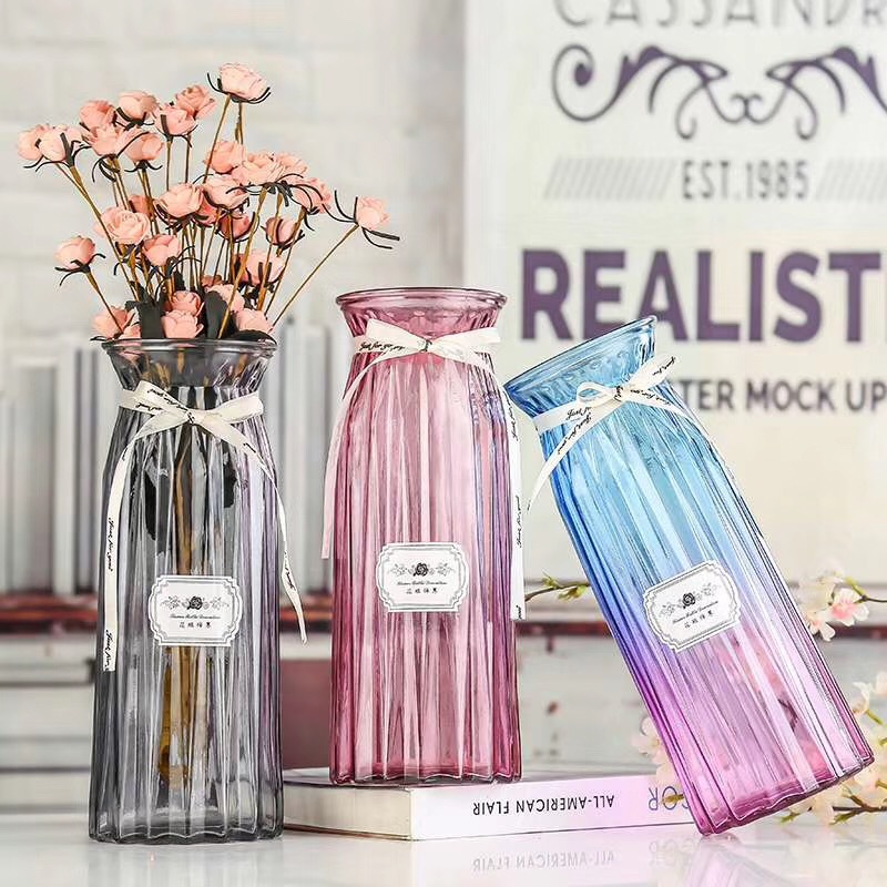 Wholesale Supply 30cm European origami glass vase hydroponic vase color Crafts vase home decoration