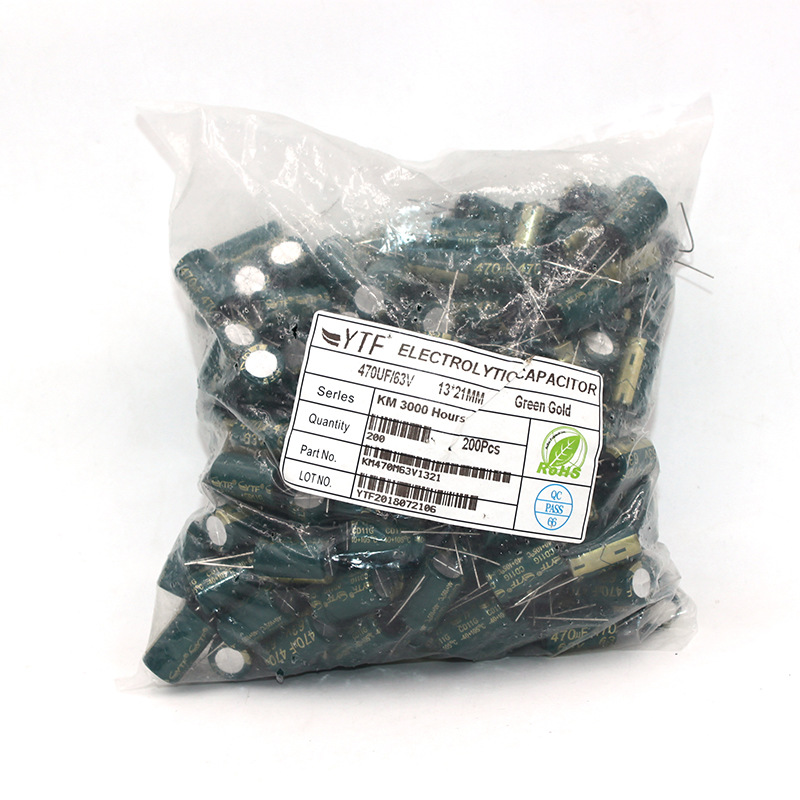 YTF 105℃ High Frequency Low Resistance Long Life 63V 470UF 13*21mm 470UF/63V Electrolytic Capacitor