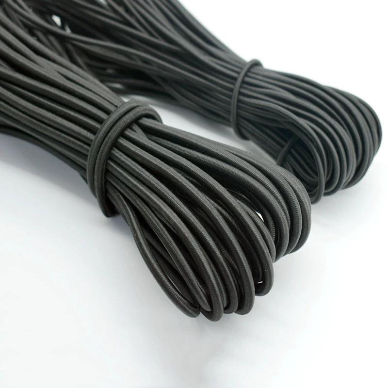 В наличии Черно-белая резиновая эластичная веревка Многожильный сердечник Круглый эластичный реклайнер Латексная эластичная веревка Аксессуары для одежды