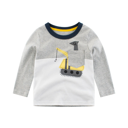 27kids brand children's clothing spring new style boys long-sleeved T-shirt children's clothing manufacturer direct sales one piece drop shipping ins
