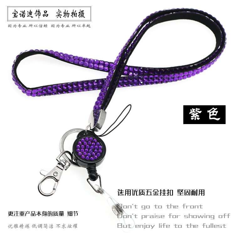 Correa de diamante Cordón de identificación insignia colgante insignia Cordón de identificación al por mayor diamante incrustado fácil-tirar hebilla combinación cordón multicolor teléfono móvil