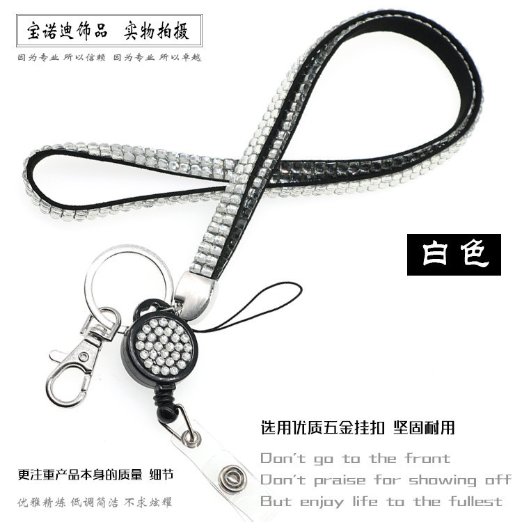 Correa de diamante Cordón de identificación insignia colgante insignia Cordón de identificación al por mayor diamante incrustado fácil-tirar hebilla combinación cordón multicolor teléfono móvil