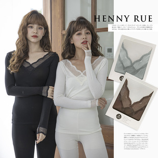 Lace light and thin keep warm long-sleeve, thermal underwear, V-neckline, with sleeve