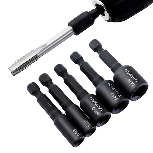 Machine tap socket chuck wrench 1/4 hexagonal handle inner thread tapping socket alloy steel wind batch socket