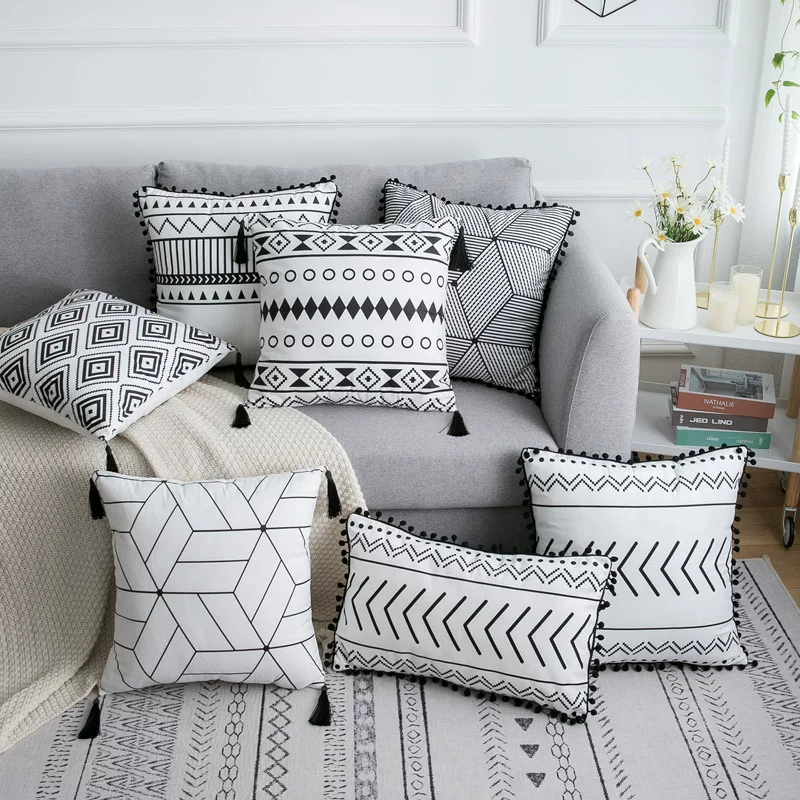 Подушка, наволочка, украшения, ткань, диван, стиль бохо