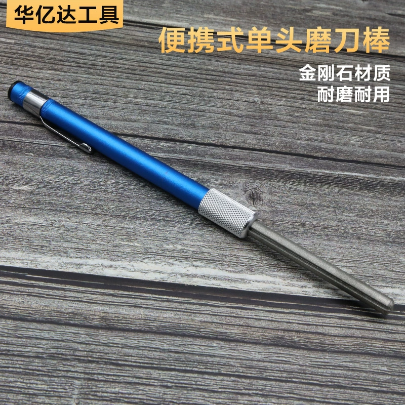Портативный алмазный точильный стержень с одной головкой ручки, многофункциональный уличный точильный камень, может заточка файла с рыболовным крючком, быстрая точилка