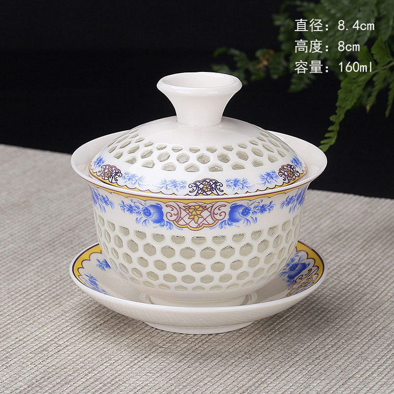 Tazón de fuente de entrega de una pieza taza de té de cerámica tazón de té tazón de tres piezas dehua Jade porcelana mini tamaño pequeño Kung Fu taza de burbuja