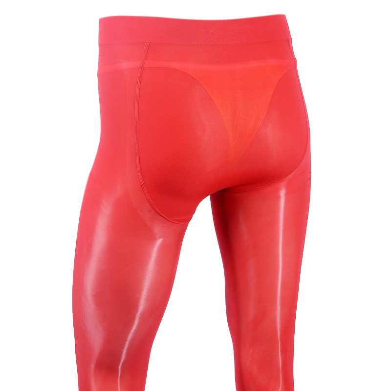 Qinghe hombres medias aceitoso sexy JJ conjunto de silicona cubierta de masaje abierto ultra-Delgado transparente sedoso apretado pantimedias