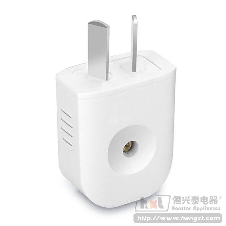 恒兴泰525转动16A一体铜片2插头 纯白纯铜单相二极防漏电大功率