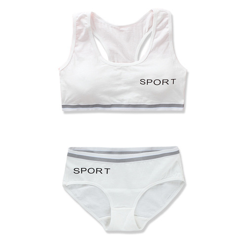 Girls bra set pure cotton sports girls underwear vest students junior high school students primary school students 9-16 years old pure cotton 10