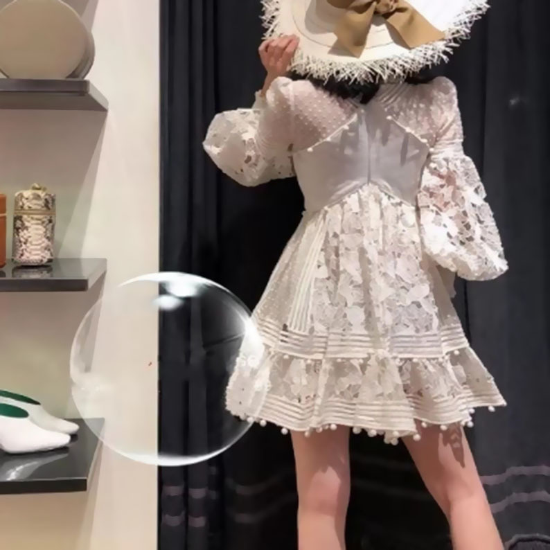 Otoño 2024 mujeres europeas y americanas de comercio exterior de ropa de mujer Amazon nueva manga larga con cuello en V vestido de encaje hueco vestido midi image 4