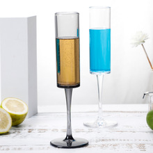 亚克力香槟杯创意高脚PC杯家用塑料黑色透明防摔酒吧鸡尾酒杯礼品