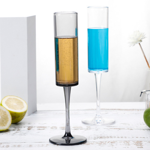 Acrylic champagne glass creative tall PC cup household plastic black transparent anti-fall bar cocktail glass gift