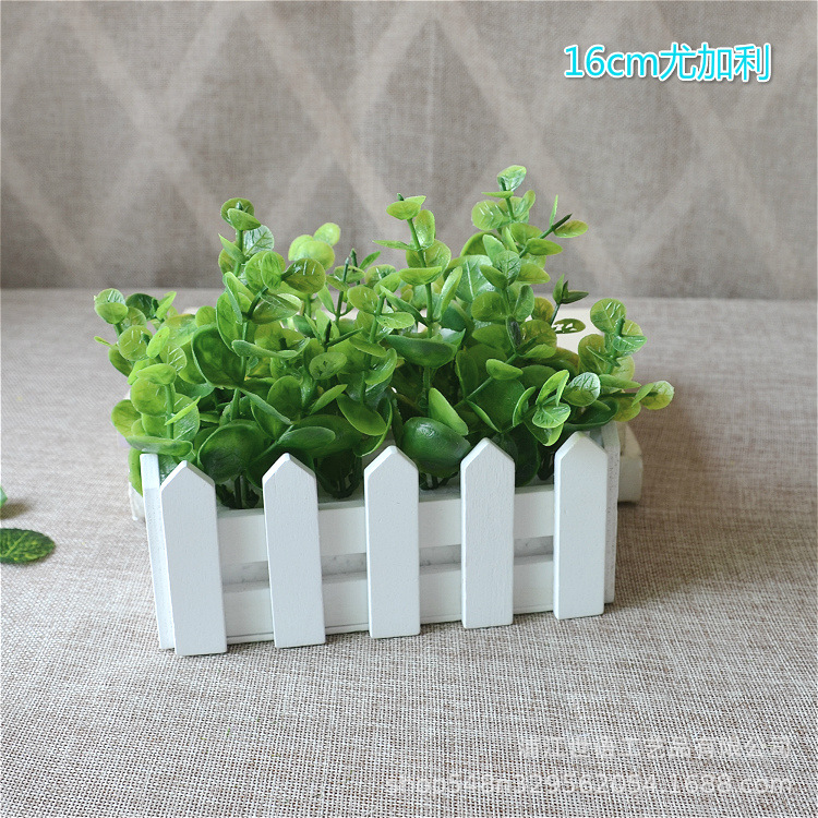 Amazon Venta caliente valla de madera artificial flor traje decoración hogar sala de estar decoración artificial planta falsa planta verde maceta