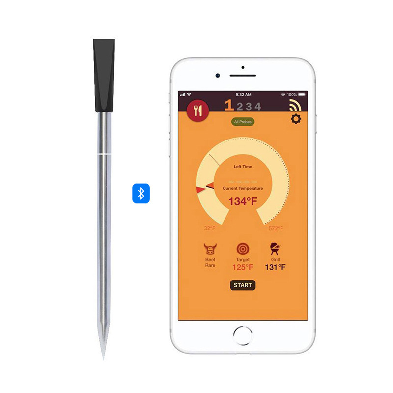 Dual Temperature Sensor Wireless Thermometer App-Controlled Oven Steak Waterproof Bluetooth Temperature Measurement