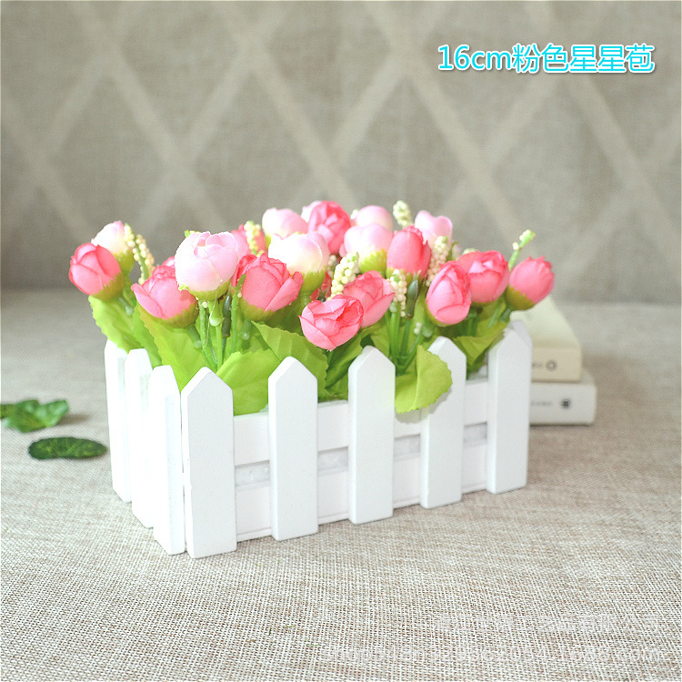 Amazon Venta caliente valla de madera artificial flor traje decoración hogar sala de estar decoración artificial planta falsa planta verde maceta