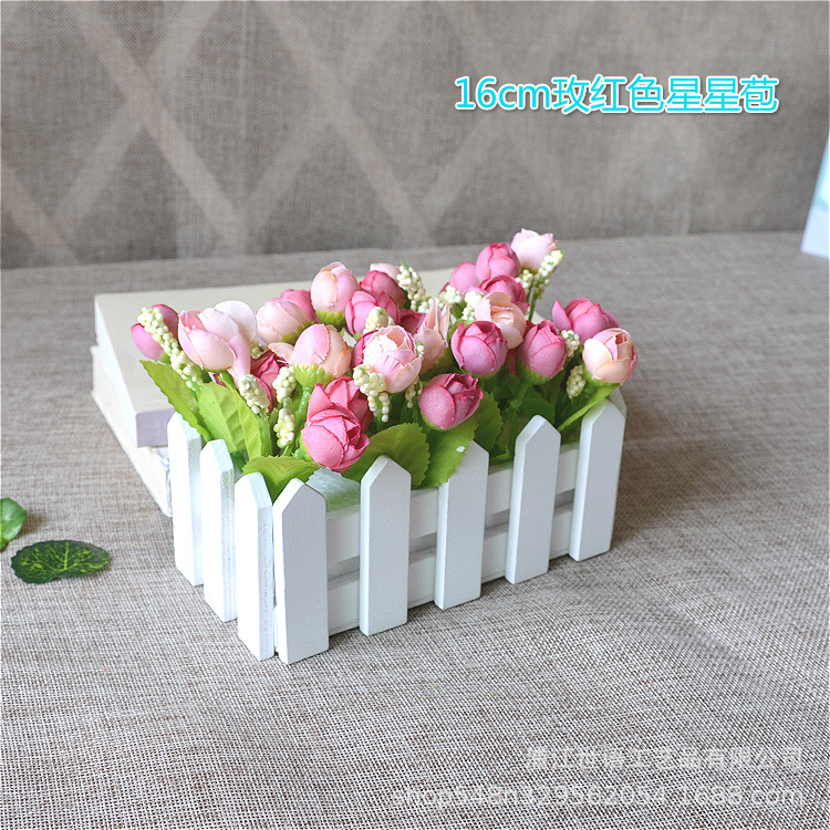 Amazon Venta caliente valla de madera artificial flor traje decoración hogar sala de estar decoración artificial planta falsa planta verde maceta