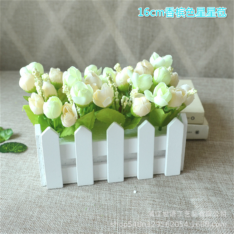 Amazon Venta caliente valla de madera artificial flor traje decoración hogar sala de estar decoración artificial planta falsa planta verde maceta