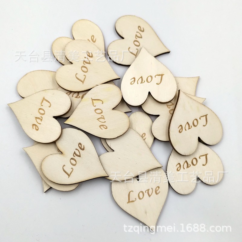35*40mm registro de madera corazón de melocotón tallado amor DIY madera corazón de melocotón pieza de madera 50