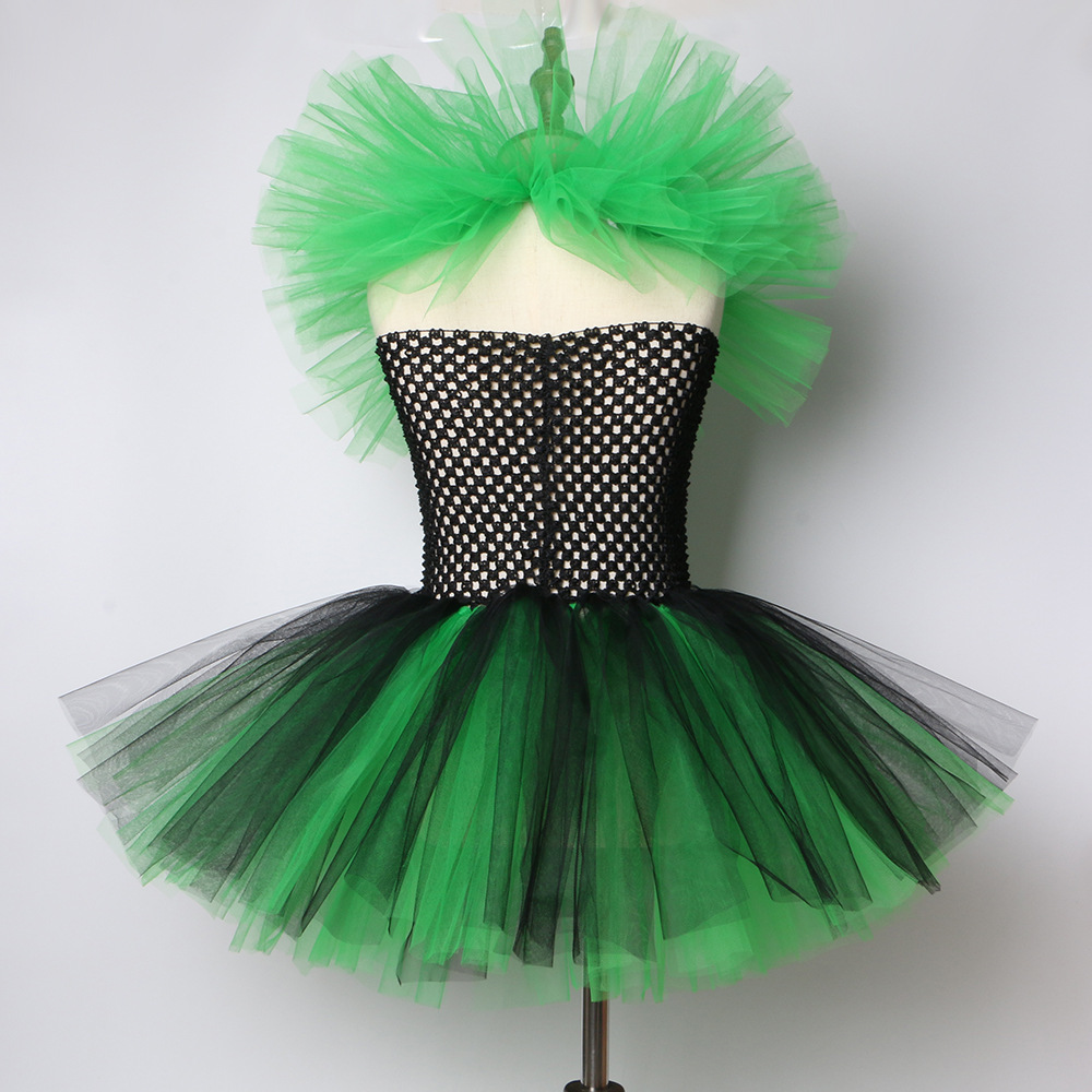 Ropa para niños, vestido de Halloween, disfraz de bruja para niños, festival, actuación, falda de tul de malla para niña_voghion.com