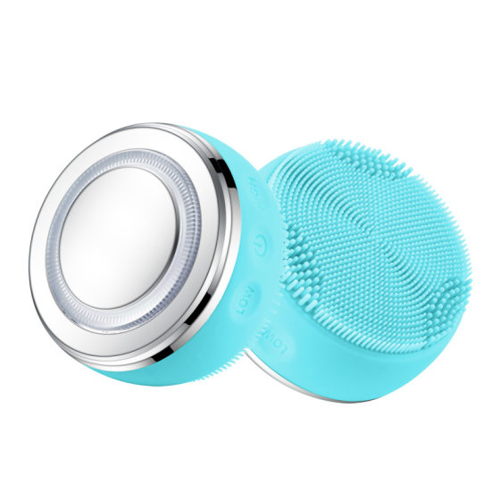 Cross-Border Beauty Facial Cleansing Brush Introduction Instrument Ems Microcurrent Facial Cleansing Instrument Colored Light Vibration Beauty Instrument Silicone Facial Cleansing Instrument