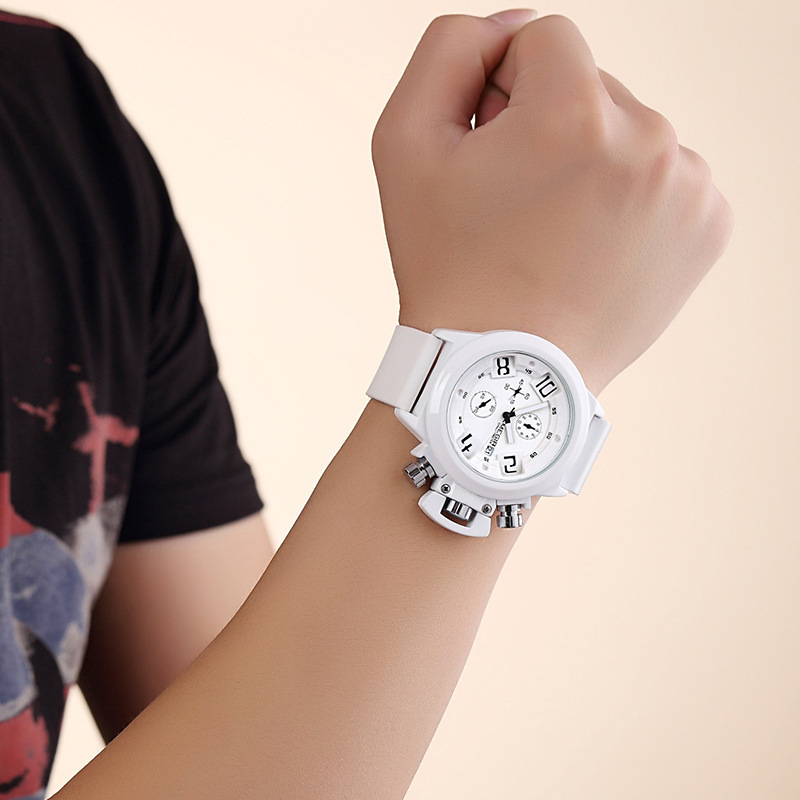 Men's Multifunctional Watch Sports Silicone Strap Waterproof Calendar Stone British Style_voghion.com