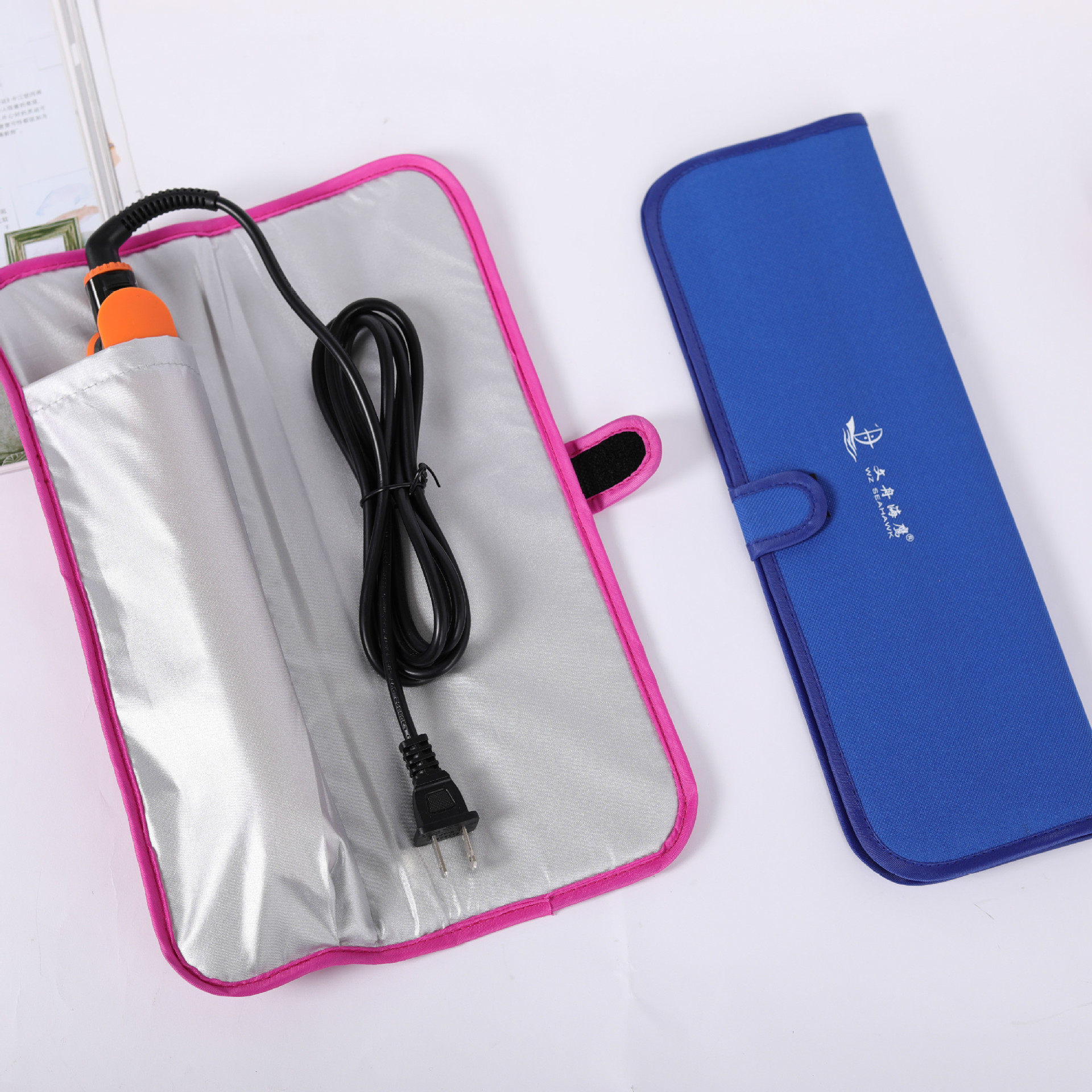 En stock rizador de pelo liso anti-escaldado bolsa plancha de pelo resistente a altas temperaturas anti-escaldado bolsa de almacenamiento peine eléctrico plegable bolsa de almacenamiento