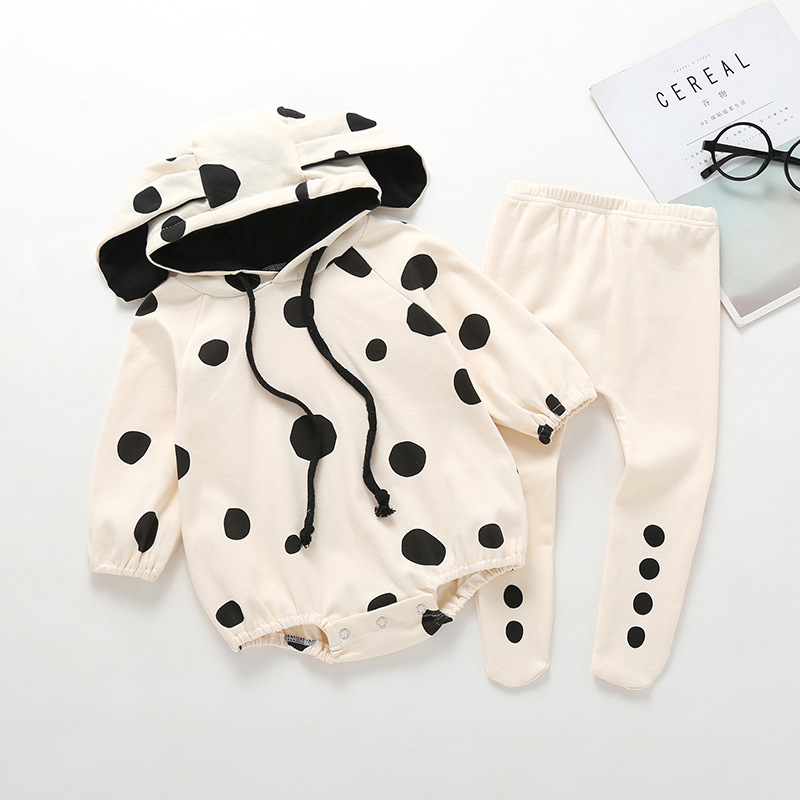 Suministro directo de fábrica bebé primavera y otoño bebé mono punto con capucha mameluco bebé niño manga larga triángulo mameluco