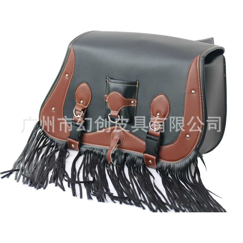 Новая индивидуальность кисточки с контрастным цветом водонепроницаемый кожаный мотоцикл седловая сумка универсальная сумка дорожная сумка