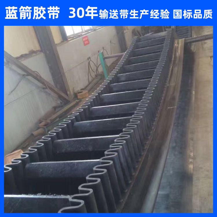 河北蓝箭供应大倾角输送带 提升输送带 工业波状挡边输送带带隔板