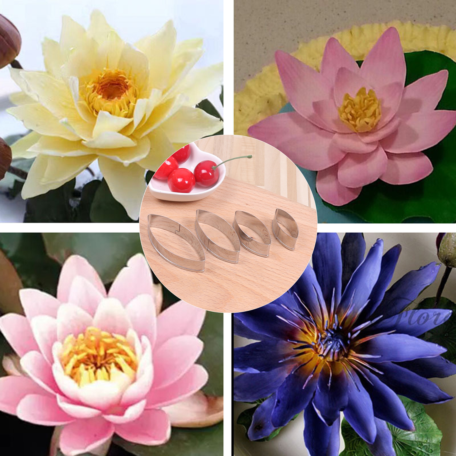 Food Grade 430 Stainless Steel Sugar Flower Mold Baking Decoration Tool Water Lily Petal Mold DIY Non-Stick 342