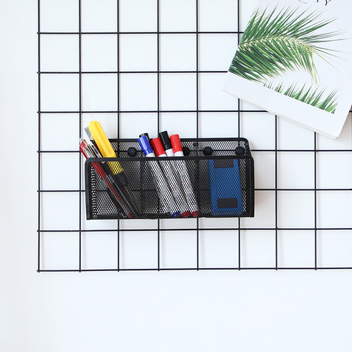 Amazon's best-selling metal iron mesh office home cultural and creative supplies storage stationery magnetic two-grid square pen holder creative
