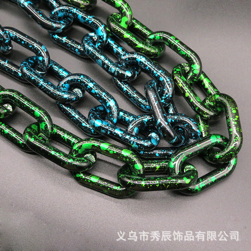 厂家塑胶勾扣雪花效果 亚克力链条 树脂亚克力包链肩链饰品成品