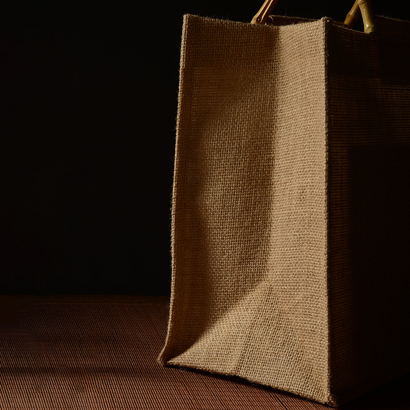 Mango de bambú bolsa de mano de lino conjunto artístico natural impermeable práctico regalo púrpura arcilla olla de almacenamiento multi-tamaño bolsa de compras