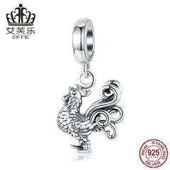 跨境貨源純銀公雞吊墜diy手鍊配件S925 sliver charm歐美流行飾品