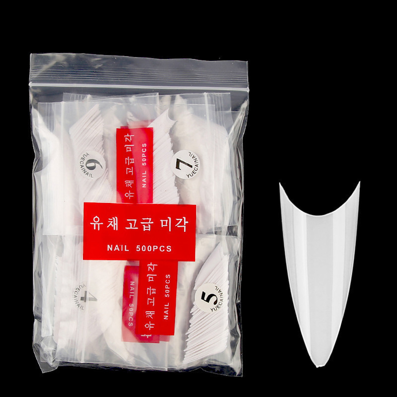 nail nail nail nail piece fake nail transparent pointed salon nail piece 500 piece pointed nail White natural color
