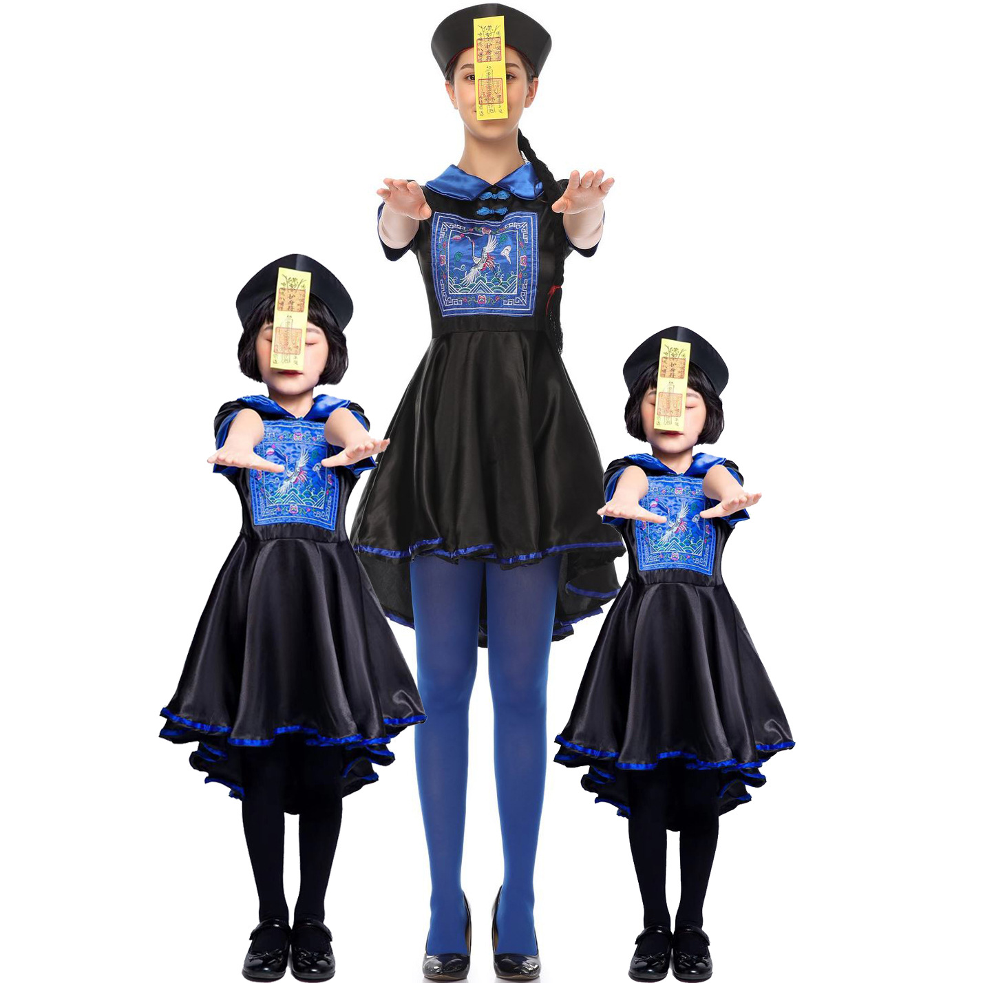 thumbnail image 1 of Disfraces de Halloween 2024 M-XL Disfraz de zombi de Halloween Cosplay Festival de fantasmas de la dinastía Qing china Disfraz de padre e hijo de zombi chupador de sangre, 1 of 5