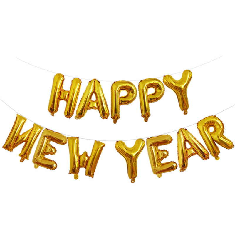 Decoración con Globos para el Año Nuevo 2025, Globo de Aluminio de 16 Pulgadas con la Frase Happy New Year, Arreglo para Fiestas Transfronterizas, Venta al por Mayor