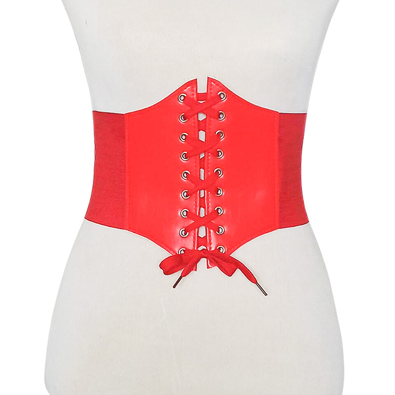 Cinturón de cintura de corte coreano de moda súper ancha de las mujeres de remache con cordones de cintura de plástico en stock fabricante