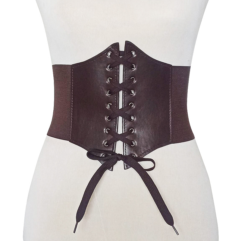 Cinturón de cintura de corte coreano de moda súper ancha de las mujeres de remache con cordones de cintura de plástico en stock fabricante