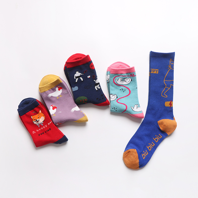 Women's Crew Socks Cotton Mid-calf Skateboard Style Trendy_voghion.com