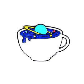 随变新款 咖啡杯胸针蓝色银河系外太空星球 牛仔夹克滴油胸针饰品