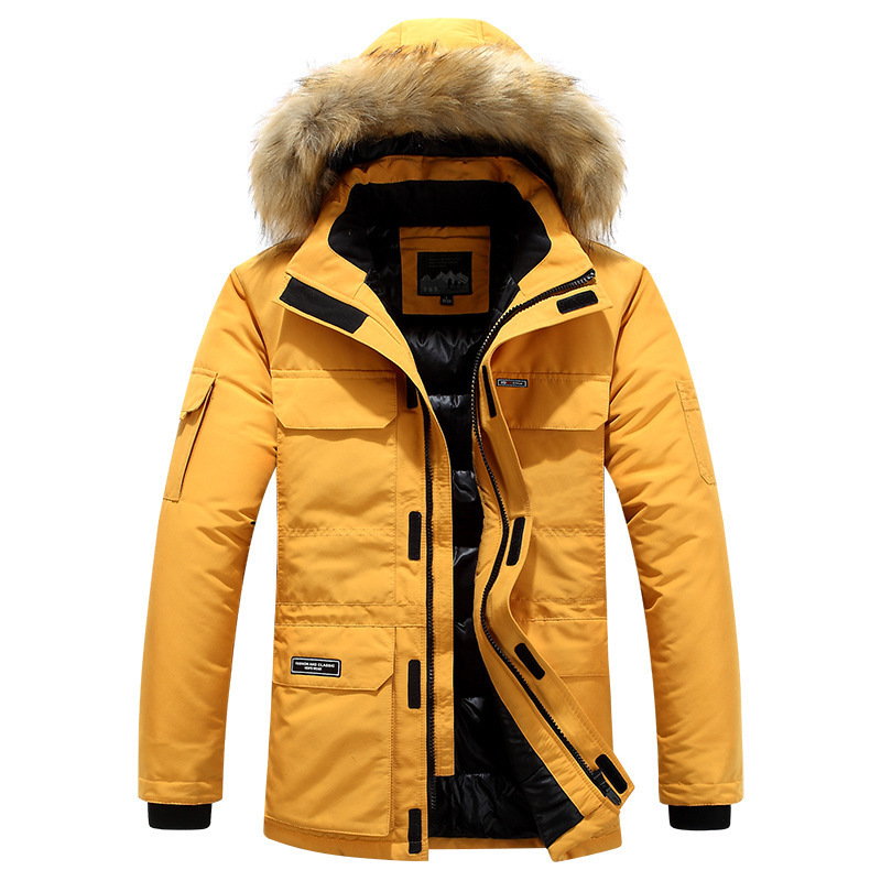 Herrenbekleidung Verdickte Baumwolljacke Mittellange Herrenjacke mit Kapuze Trendy Baumwolljacke_voghion.com