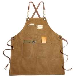 厂家直销水洗帆布可调节纯棉交叉肩带带口袋围裙厨房烧烤围裙