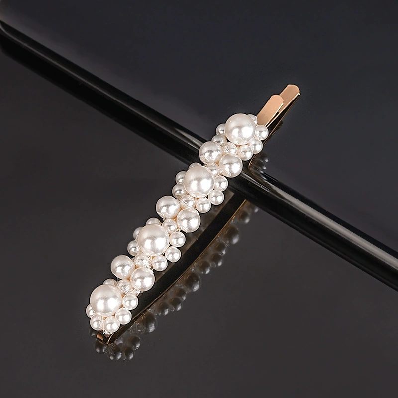 handmade Pearl Hair Clip, Woven Bow Design, 9 cm, Korean Simple Elegant