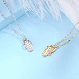 时尚个性拖鞋吊坠女欧美流行微镶锆石项链短款锁骨颈链网红同款