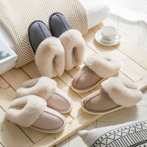 Cotton slippers for women in autumn and winter home for couples to keep warm for home plush men for confinement cross-border wholesale cotton shoes
